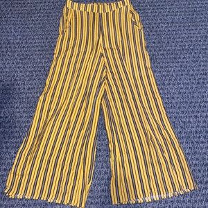Hollister Yellow and Black Striped Wide Leg Pants
